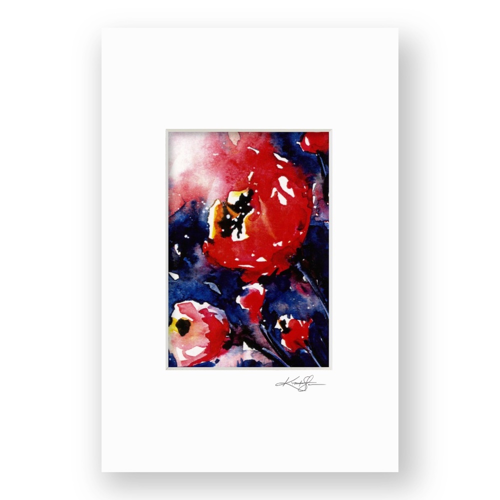 Flower Print in Mat from original painting by Kathy Morton Stanion - Poppies 1